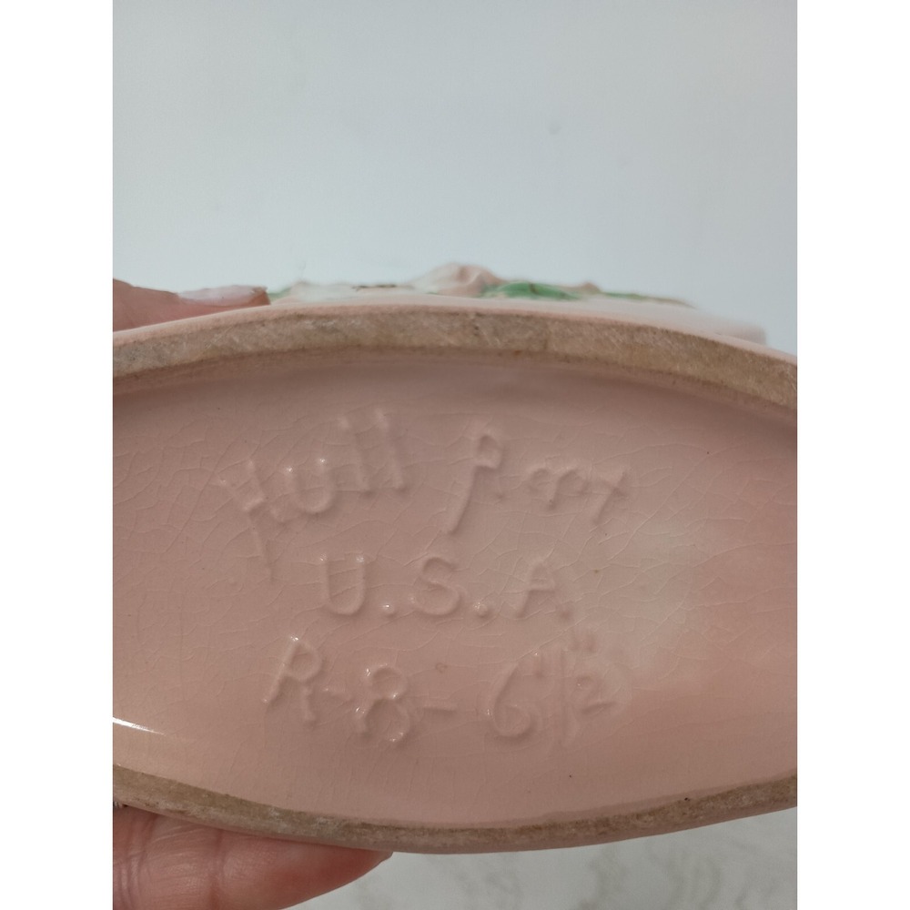 VTG Hull USA Pottery Pink Ceramic Dogwood Blossom Heart Vase Mid Century Modern - Picture 9 of 12